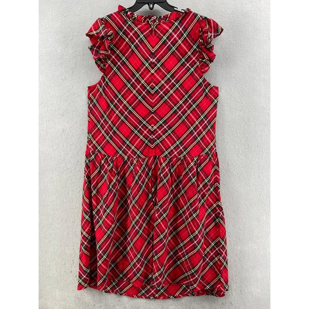 NWT Vineyard Vines Dress Girls Sz 4 Red Tartan Plaid Ruffle Cap Sleeve Midi - Picture 10 of 15